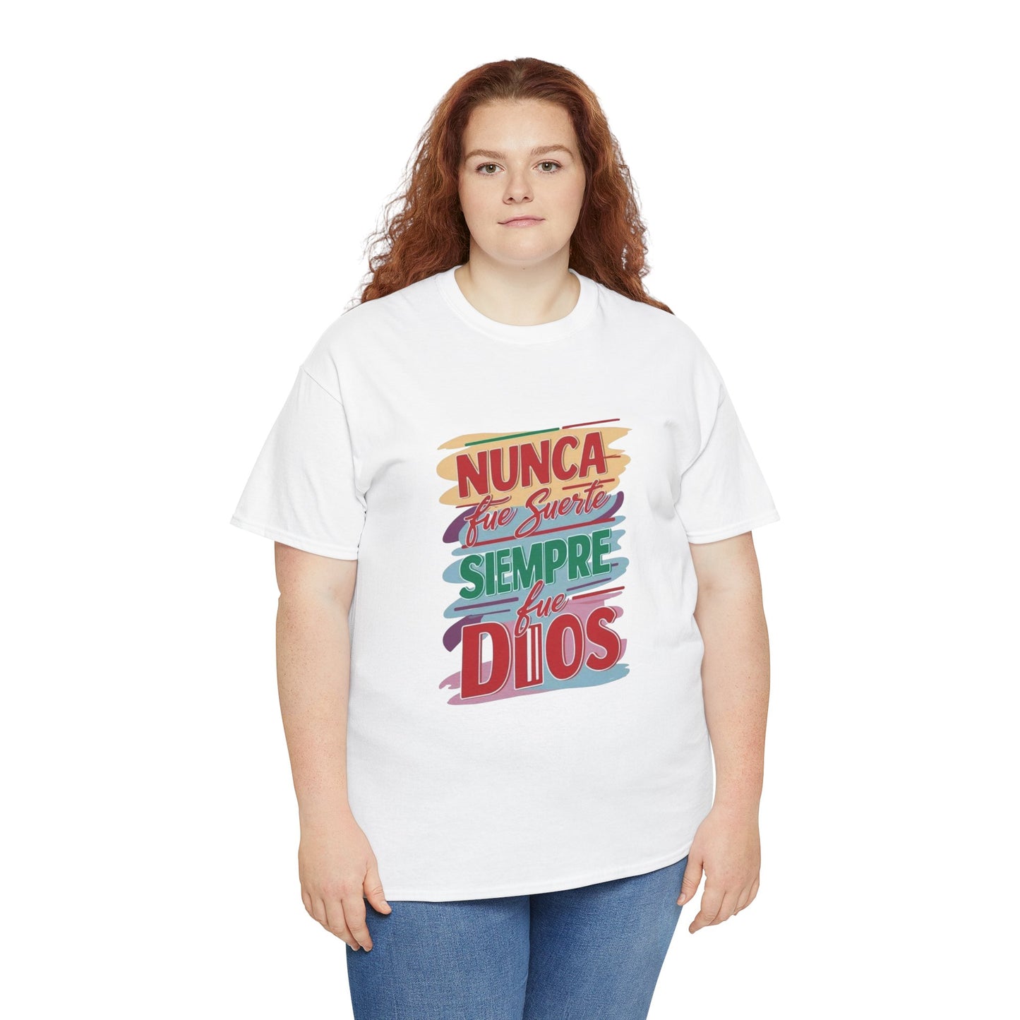 Colorful Inspirational Unisex Heavy Cotton Tee - "Nunca Fue Suerte, Siempre Fue Dios"